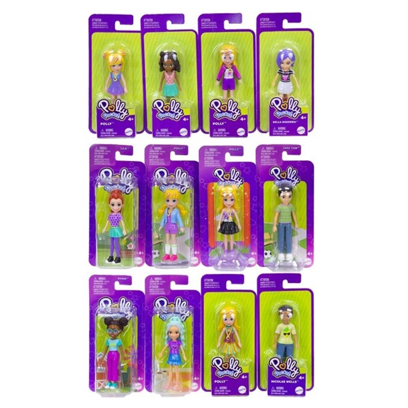 MATTEL POLLY POCKET BAMBOLA CON VESTITO ALLA MODA 4 ASS 7,5x16,5 CM FWY19