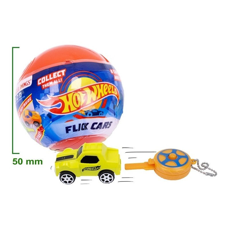 CAPSULA 50MM. HOT WHEELS FLICK CARS CON CHIAVE DI AVVIO